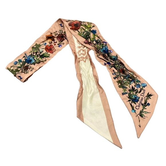 DIOR/ChristianDior Mitzah Pink Red Multi Silk Scarf 217-081825 - Picture 1 of 4